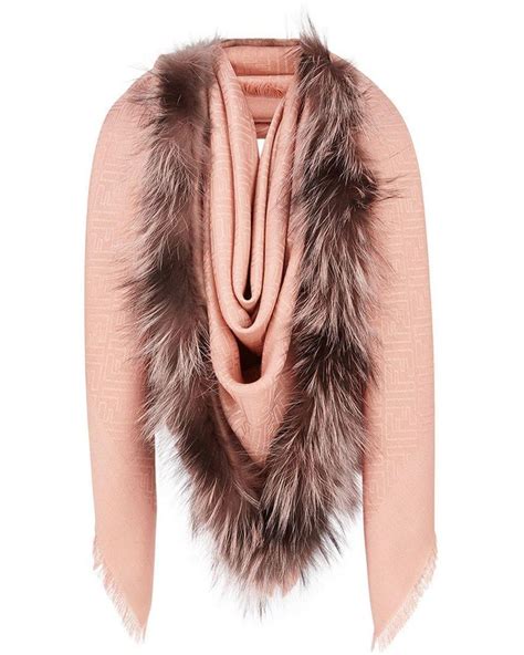 fendi pink shawl with fur|fendi silk scarf women's.